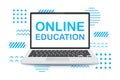 Online education or business training concept. Web banner flat vector template. online course.