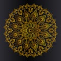 Golden gradient color islamic geometric line art background of luxurious arabesque mandala design