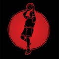 Basketball player action cartoon graphic vector Royalty Free Stock Photo