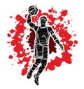 Basketball player action cartoon graphic vector Royalty Free Stock Photo