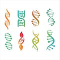 Set of DNA vector logo collection isolated. Deoxyribonucleic acid logotype set