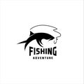 Fishing logo. Bass fish club emblem. Fishing theme vector illustration Royalty Free Stock Photo
