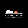 Guitar icon combined with the sunset logo Royalty Free Stock Photo
