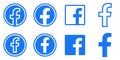 Facebook Logo - Vector Set Collection - Original Latest Blue Color - Isolated. F Icon for Web Page, Mobile App or Print Materials. Royalty Free Stock Photo