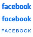 Facebook Text Logo - Vector Set Collection - Latest Blue Color Font - Isolated. Original Facebook Name Type for Web Page, Mobile A