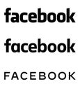 Facebook Text Logo - Vector Set Collection - Black Silhouette Font - Isolated. Original Facebook Name Type for Web Page, Mobile Ap Royalty Free Stock Photo