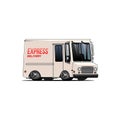Isolated delivery van cartoon illustration