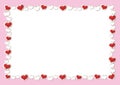 Vector frame with red and white hearts isolated on white background. Can be used for valentine`s day Royalty Free Stock Photo