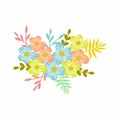 Beautiful Bunch of Flowers with Colorful Leaves Vector