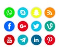 Social media round icons. Isolated on white background.