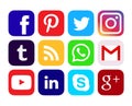 Collection of popular colored social media icons.