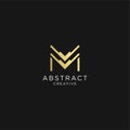 M letter line logo design.Minimal creative monochrome monogram symbol.