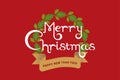 Merry Christmas greeting on red background Royalty Free Stock Photo