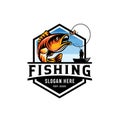 Modern summer fishing logo Mascot badge Vector Design illustration. Fishing logo bass fish with club emblem fishing . Sportfishing Royalty Free Stock Photo