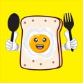 Printcute mascot illustration of egg bread Royalty Free Stock Photo