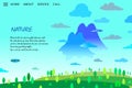 Nature landing page web template with twin mountain and blue sky