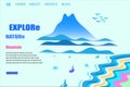 Nature landing page web template with lake and beach view