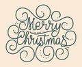 Merry Christmas hand lettering vector design with flourishes Royalty Free Stock Photo