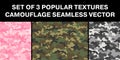 The 3 most popular multicolored military camouflage textures. repeating patterns seamless. set vector illustration repeat print