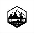 Mountains logo vector illustration. Outdoor adventure expedition, mountains silhouette shirt