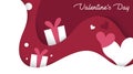Valentine`s Day Paper Cut Bckground Illustration Vector.