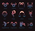 Zodiac signs horoscope icons set astrology design symbol