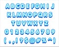 Frozen alphabet font. Letters and numbers.