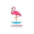 Logo Flamingo Gradient Vector Design