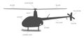 Helicopter Infographic | Labeled Diagram of an R22 Helicopter | Vector Aviation Resource Royalty Free Stock Photo