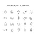 Set of vector illustrations of healthy food icons.