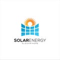 Sun solar energy logo design template. solar tech logo Royalty Free Stock Photo