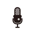 Silhouette of retro microphone for broadcast or podcast - black retro microphone icon or logo Royalty Free Stock Photo