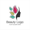 Beauty logo template. Woman silhouette vector illustration, Woman face in natural shape