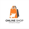 Online Shop Logo designs Template. Shopping Logo vector icon illustration design Royalty Free Stock Photo