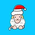 cute sheep mascot design wearing santa hat Royalty Free Stock Photo