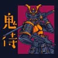 Samurai robot esport mascot logo