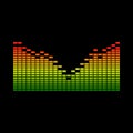 Vector digital equalizer. Audio colorful wave logo.