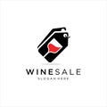 Wine Glass with Price Tag Label for Wine Shop logo Royalty Free Stock Photo