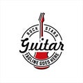 Vintage guitar graphics logos, labels and emblems. guitar t-shirt design banners Royalty Free Stock Photo