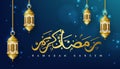 Luxury ramadan and eid mubarak background vector illustration Royalty Free Stock Photo