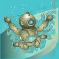 Old Fashioned  Ocea Diver Illustration Royalty Free Stock Photo