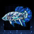 Betta fish mecha robot mascot. esport logo design