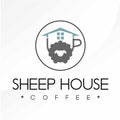 Design or vector shape of sheep, house, and coffee