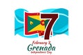 February 7, Grenada Independence Day Vector Illustration. Royalty Free Stock Photo