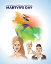 Vector illustration of Indian Martyrs` Day concept banner.