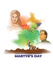 Vector illustration of Indian Martyrs` Day concept banner.