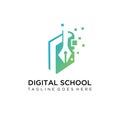 Pixel Book Logo Template Design Vector, Online Education Logo template Royalty Free Stock Photo