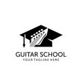 Guitar academy, Music Instrument logo design inspiration, Guitar Graduate University Logo Royalty Free Stock Photo