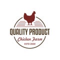 Chicken farm logo vintage premium quality. Fresh eggs logo. Premium element design packaging Royalty Free Stock Photo