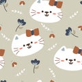 Seamless pattern with cute cartoon cats for fabric print, textile, gift wrapping paper. colorful vector for kids Royalty Free Stock Photo